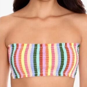 women’s halter cabana smocked bandeau striped swim top - salt + cove!